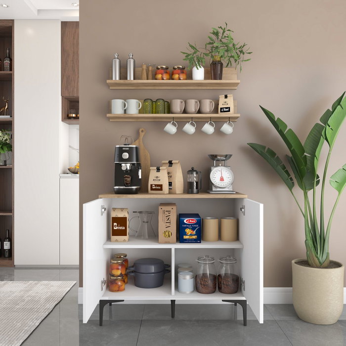 Hanah Home Armario Multiusos Blanco y Nogal